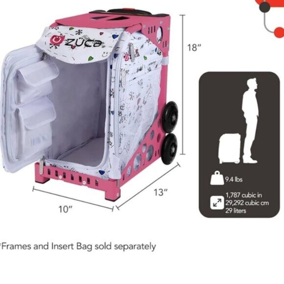 Zuca NEW Pet Carrier Bag Insert Travel Skating Fabric Red Pockets Lightweight - Picture 15 of 16